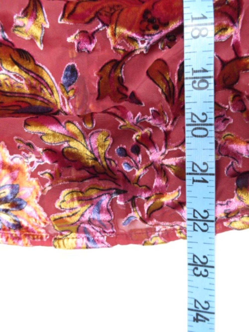 Anthropologie The Estela Burnout Sheer Printed Blouse Maroon Red XXS - Picture 8 of 12